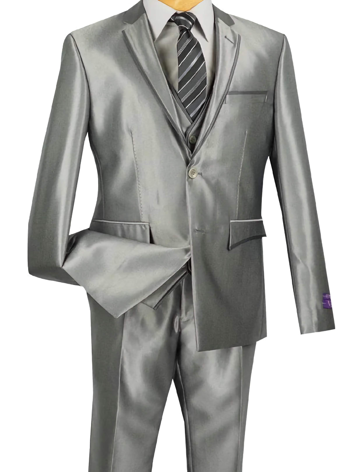 Buy Online Designed Shiny Sharkskin Suit sale Ultra Slim Fit 3 Piece in ...