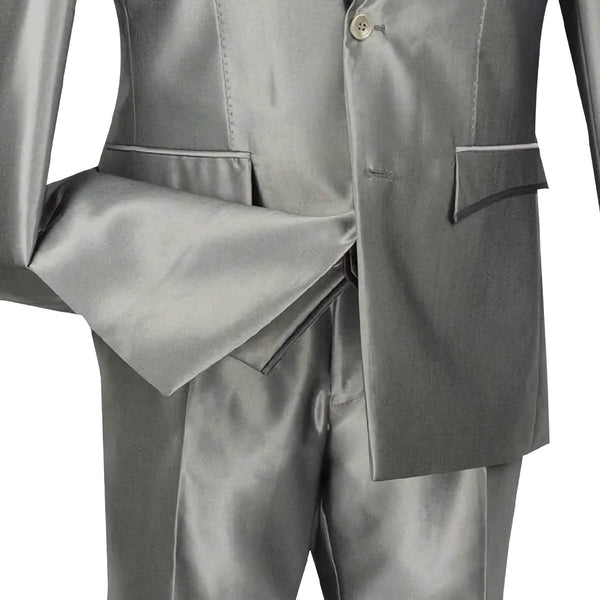 Designed Shiny Sharkskin Suit Ultra Slim Fit 3 Piece in Gray - Suits99