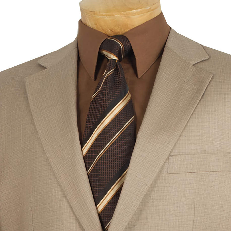 Dress Suit 2 Piece 2 Button Textured Weave In Beige
