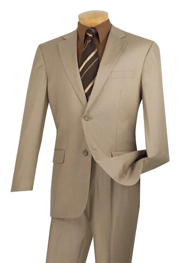 Dress Suit 2 Piece 2 Button Textured Weave In Beige