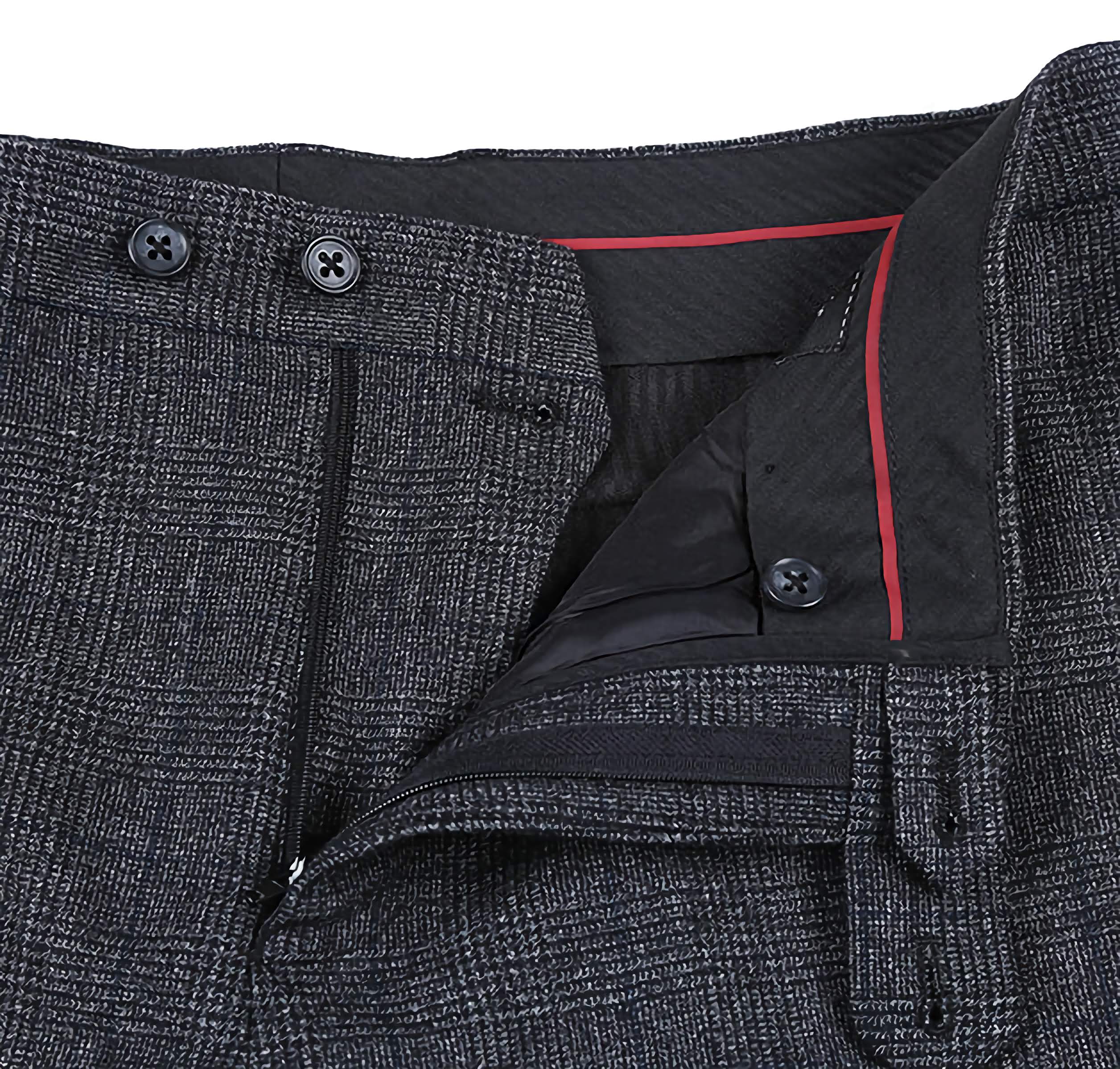 English Laundry 100% Wool Charcoal Checked Slim Fit Suit - Suits99