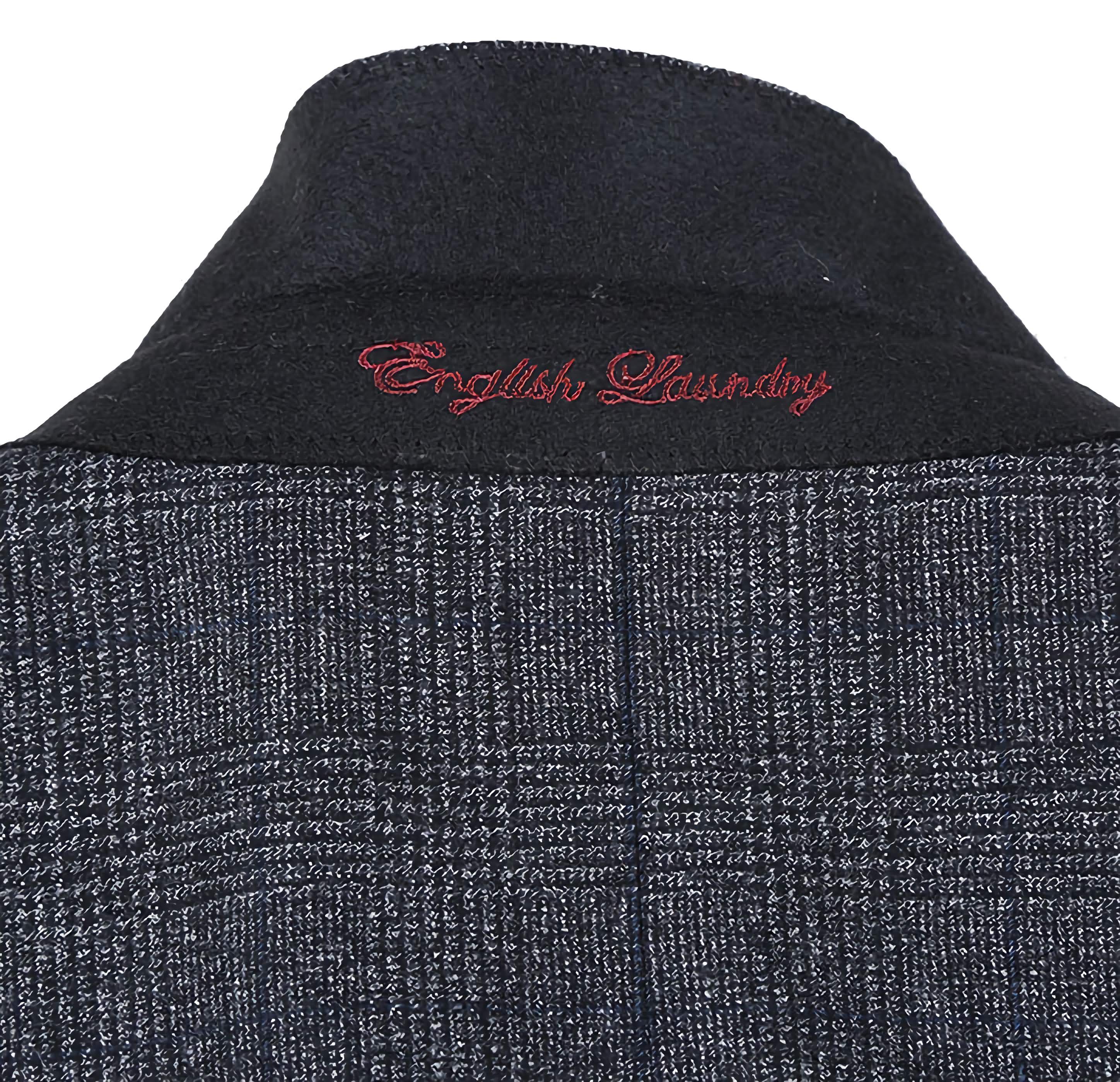 English Laundry 100% Wool Charcoal Checked Slim Fit Suit - Suits99