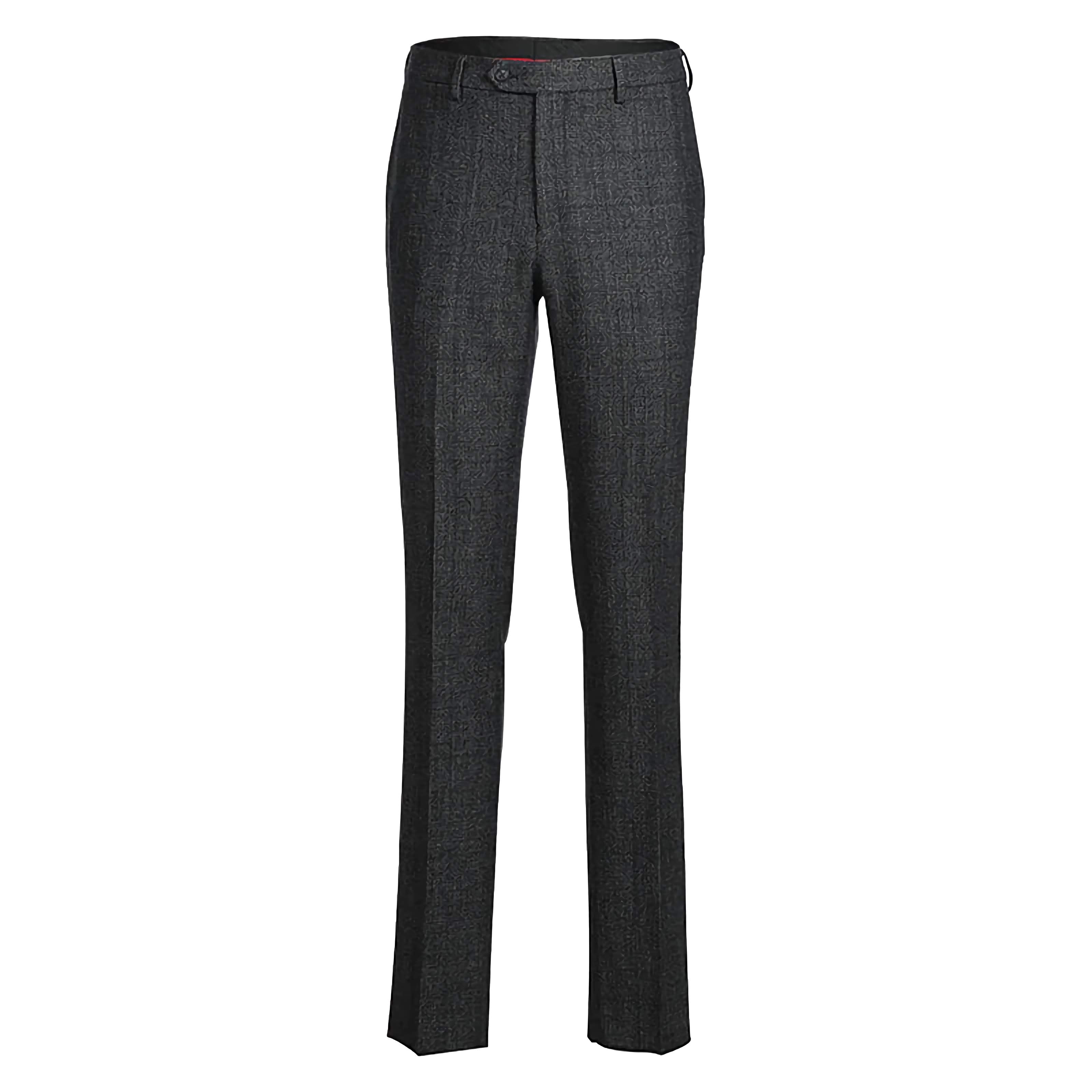 English Laundry 100% Wool Charcoal Checked Slim Fit Suit - Suits99