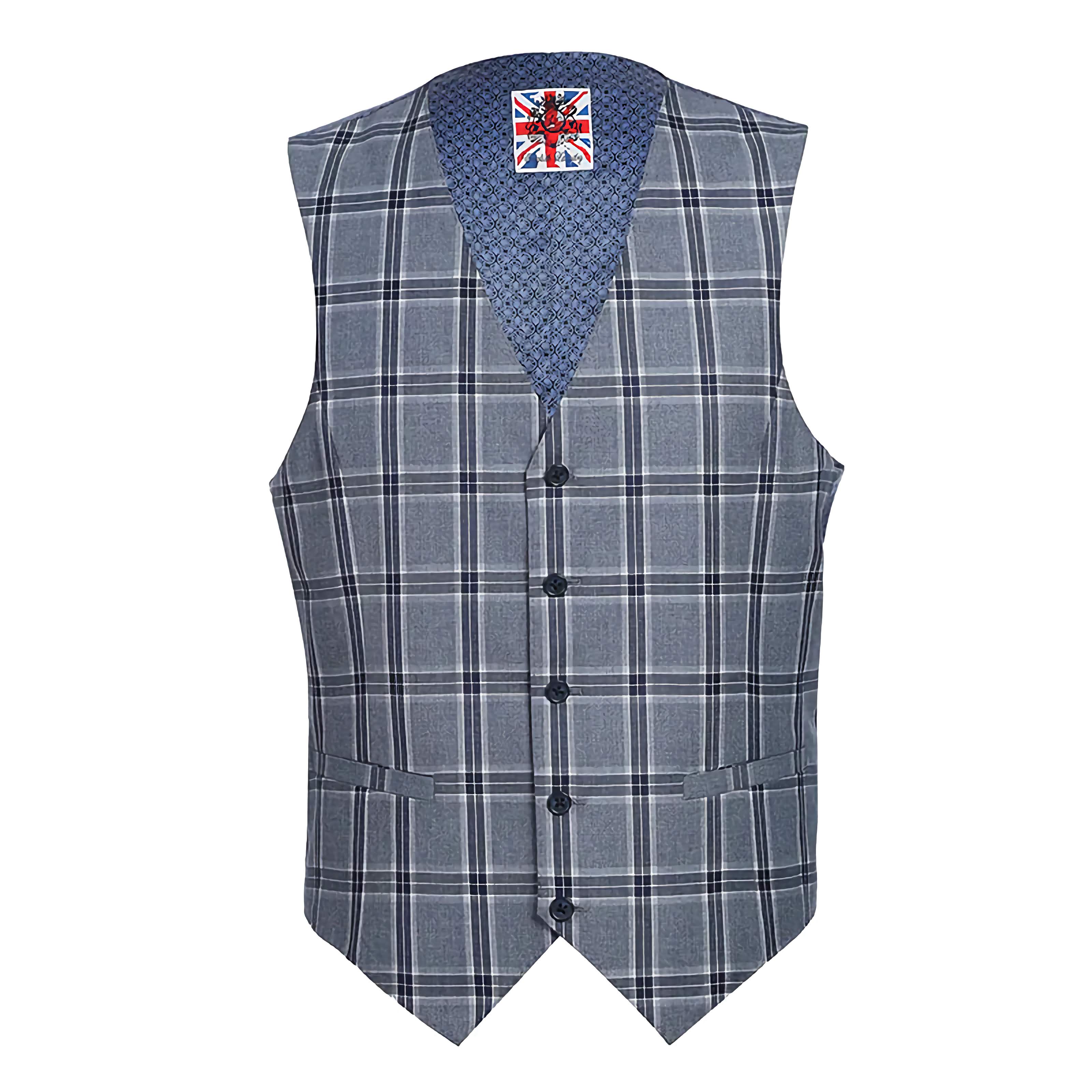 English Laundry 3-Piece Light Gray Checked Slim Fit Suit - Suits99