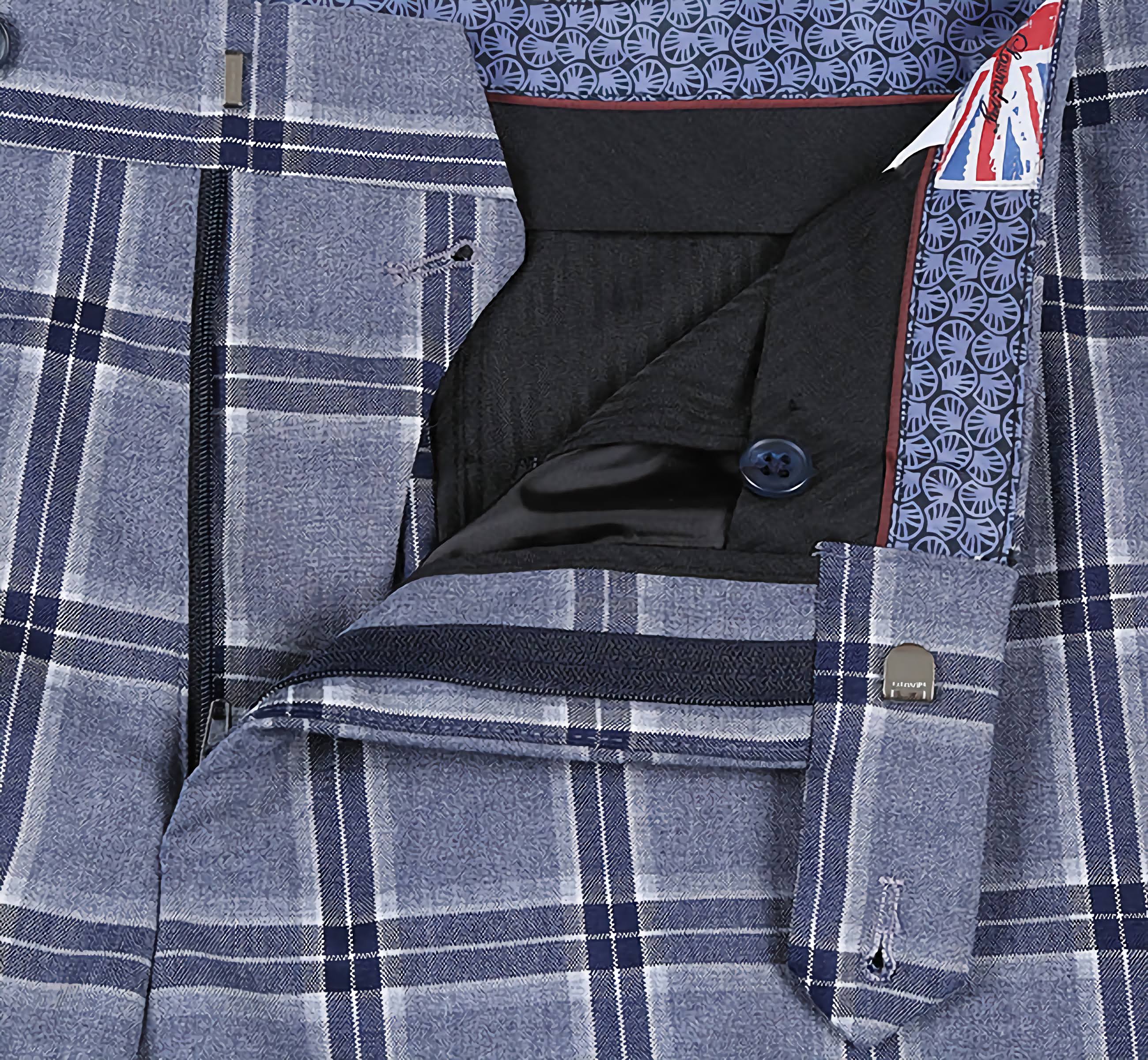 English Laundry 3-Piece Light Gray Checked Slim Fit Suit - Suits99