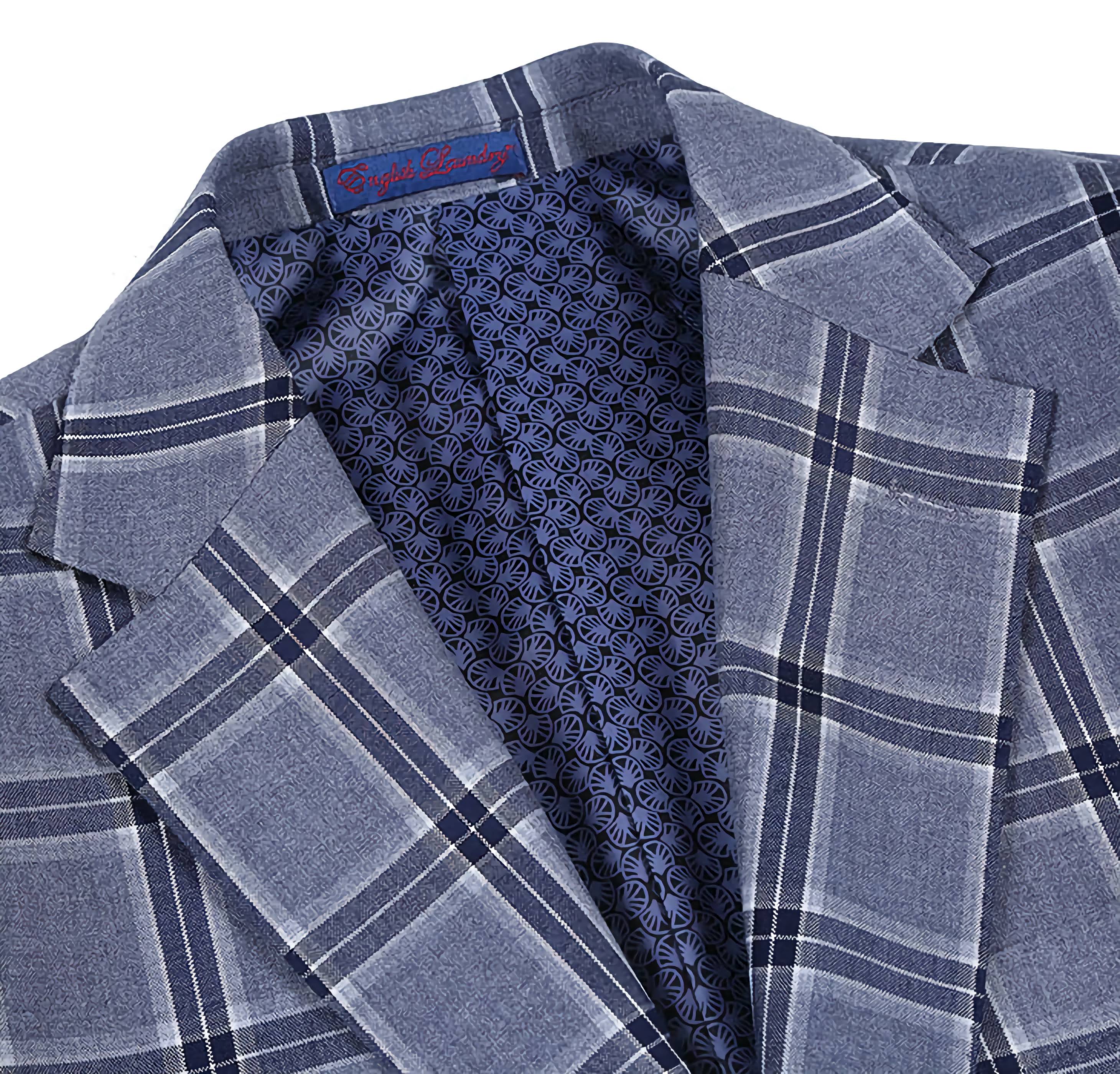 English Laundry 3-Piece Light Gray Checked Slim Fit Suit - Suits99