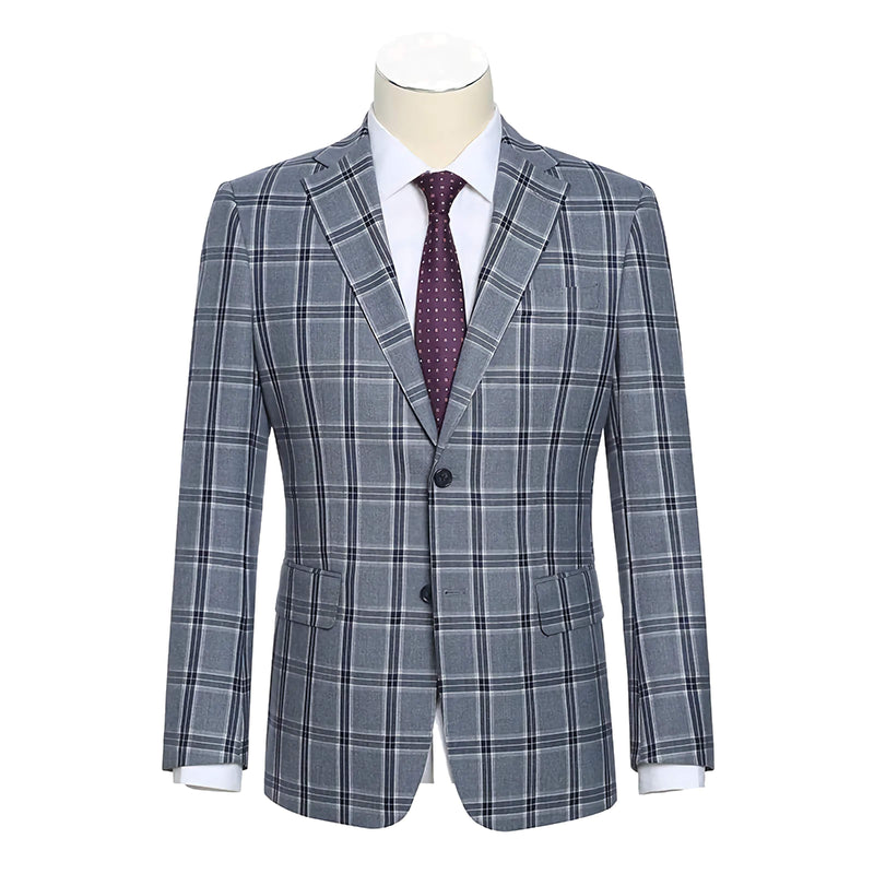 English Laundry 3-Piece Light Gray Checked Slim Fit Suit
