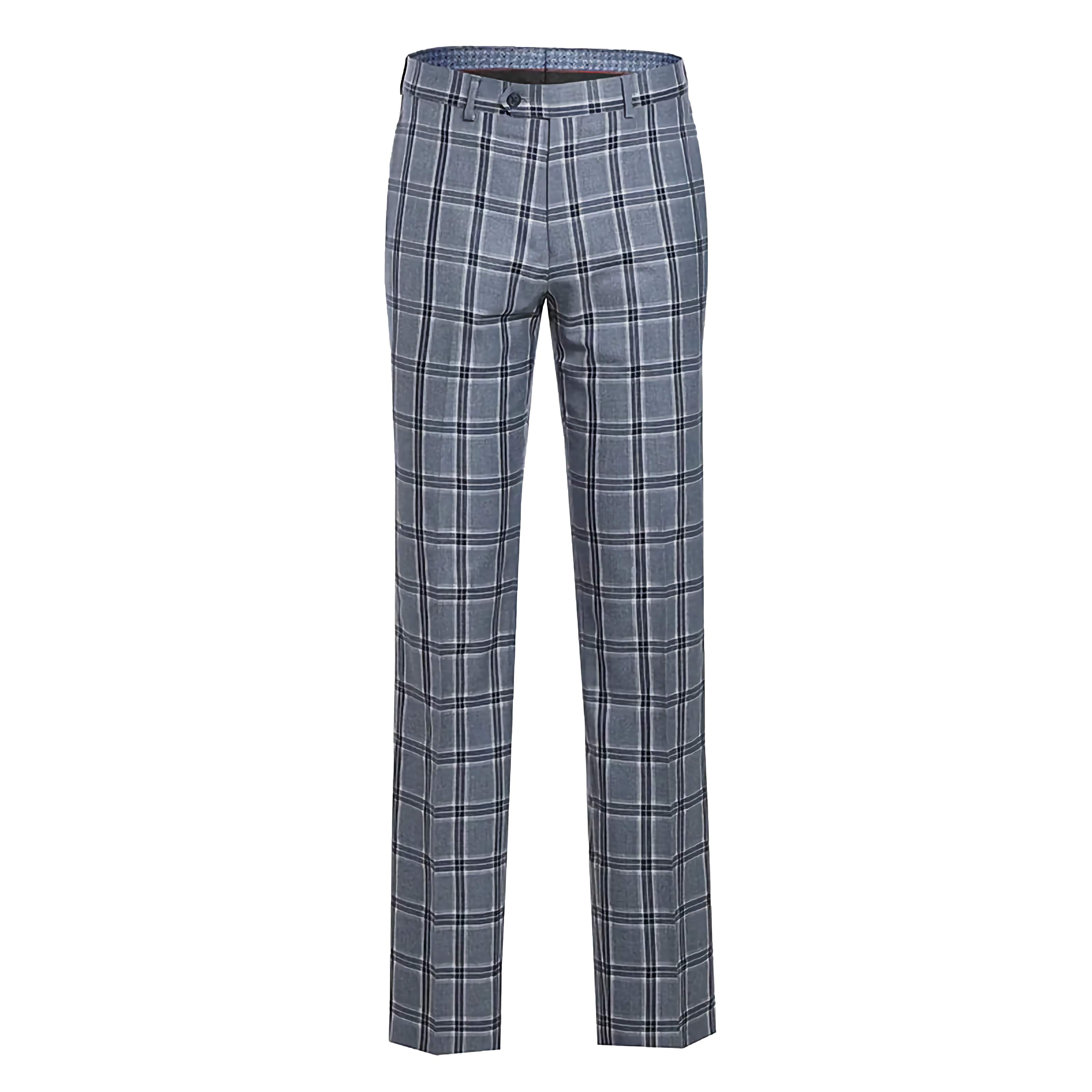 English Laundry 3-Piece Light Gray Checked Slim Fit Suit - Suits99