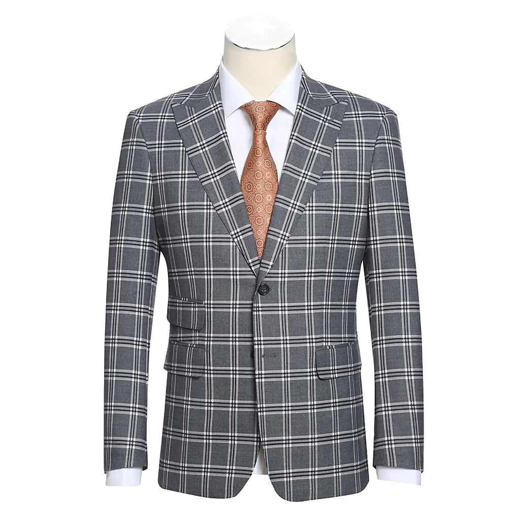Buy English Laundry Dimgray with White Check Slim Fit Suit online – Suits99