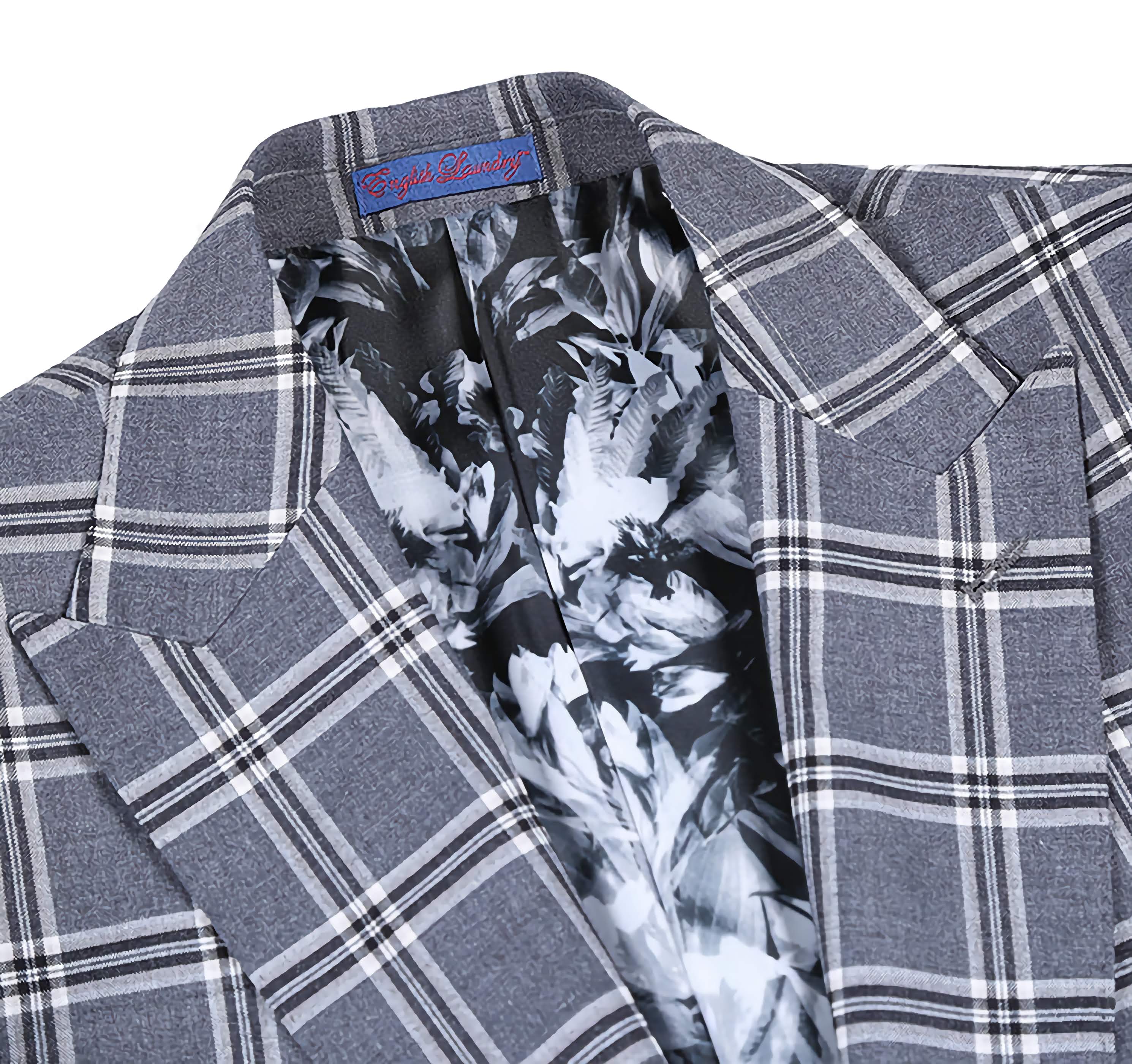 English Laundry Dimgray with White Check Slim Fit Suit