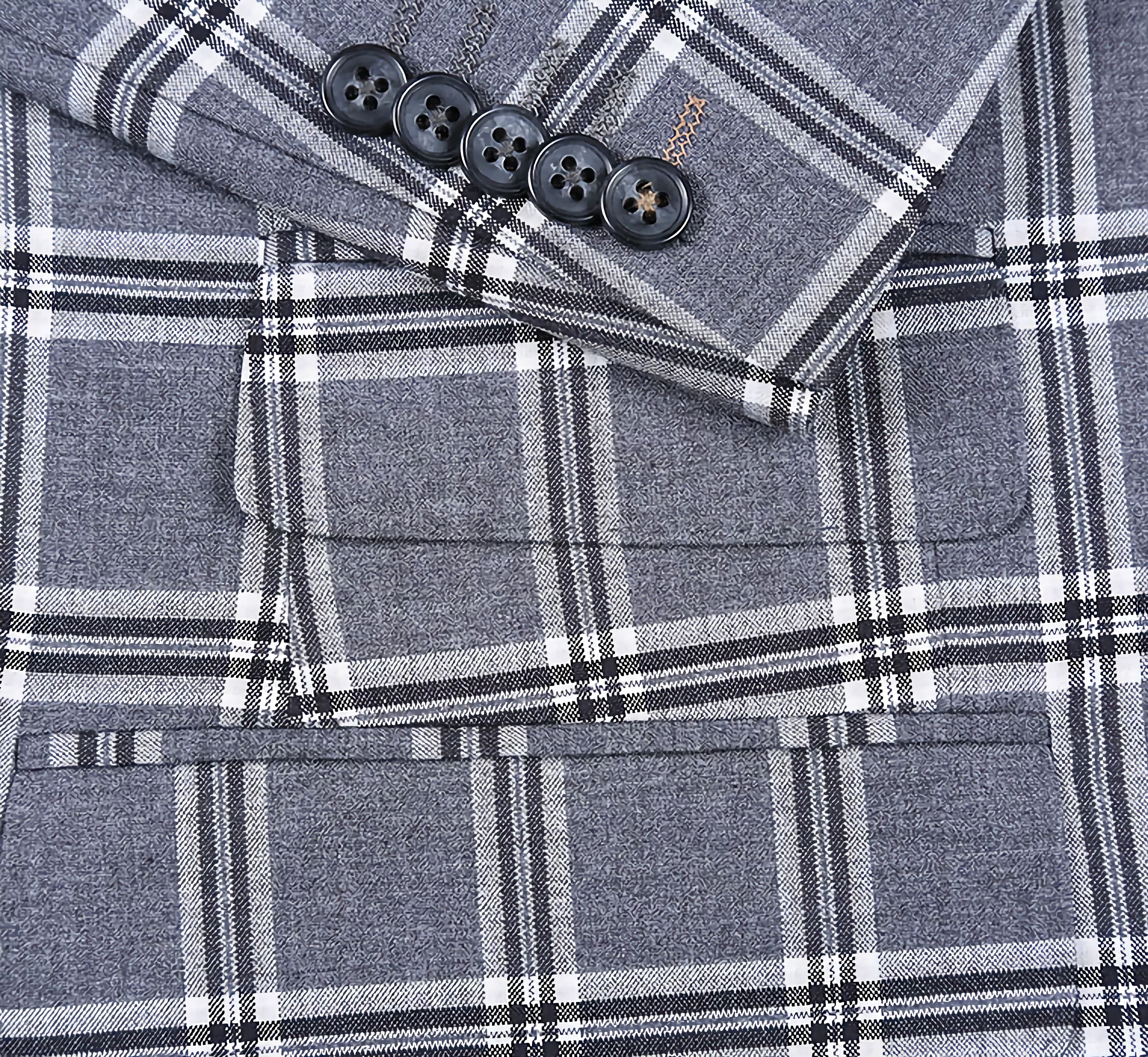 English Laundry Dimgray with White Check Slim Fit Suit