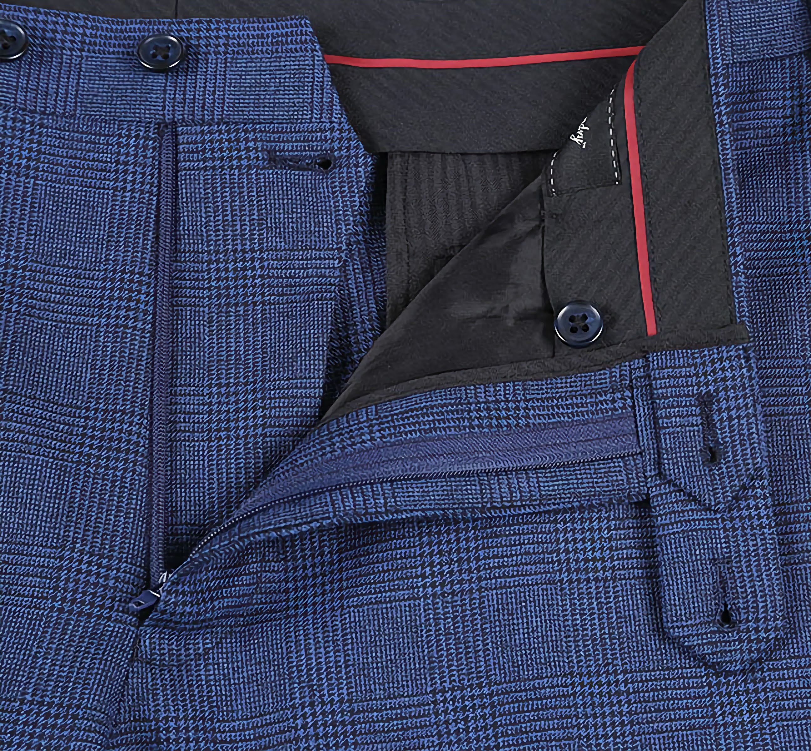 English Laundry Wool Blend Blue Checked Slim Fit Suit - Suits99