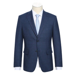 English Laundry Wool Blend Blue Checked Slim Fit Suit