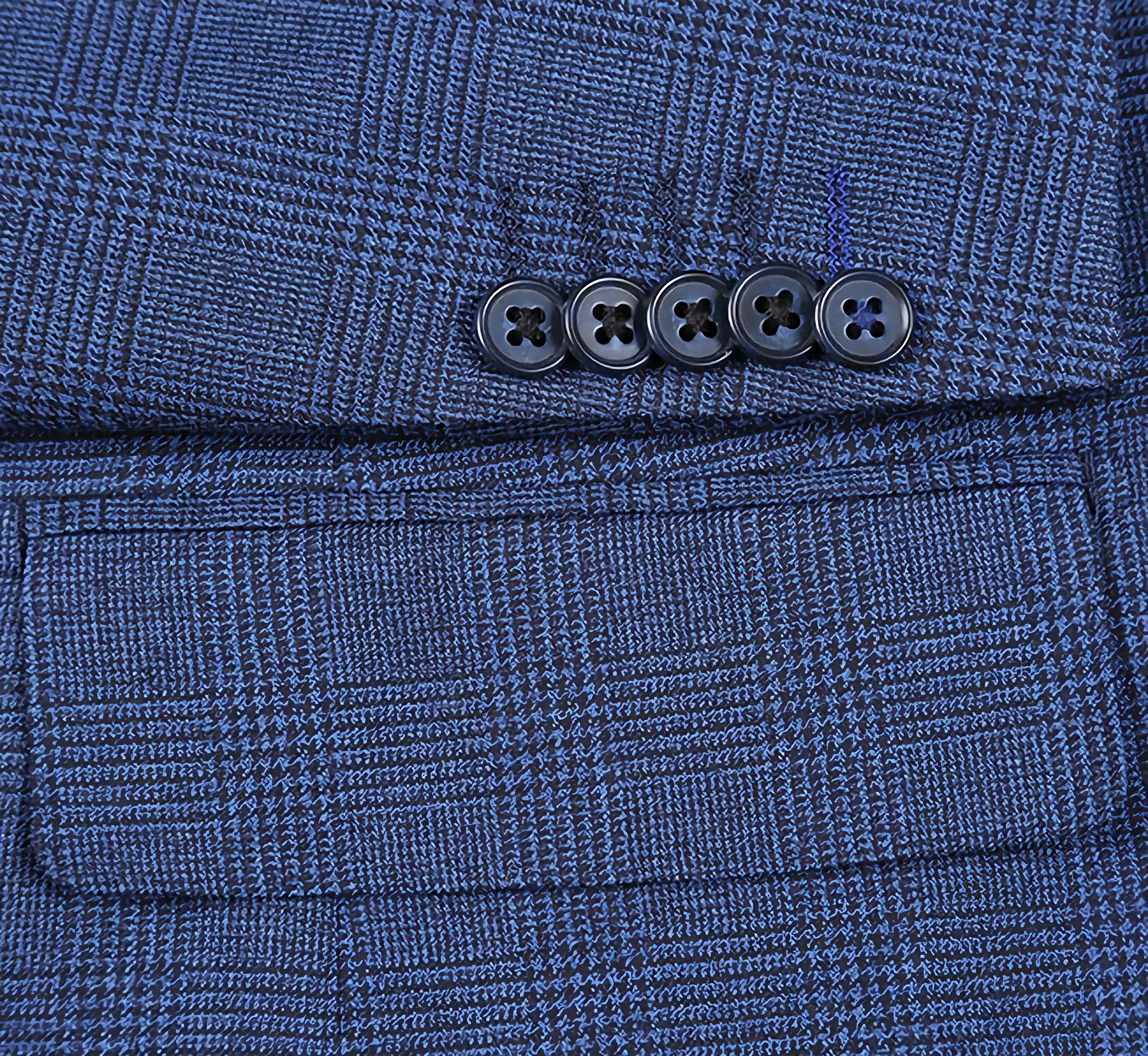 English Laundry Wool Blend Blue Checked Slim Fit Suit - Suits99