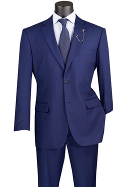 Blue Regular Fit 2 Piece Suit Flat Front Pants with 2″ Adjustable Waist Band