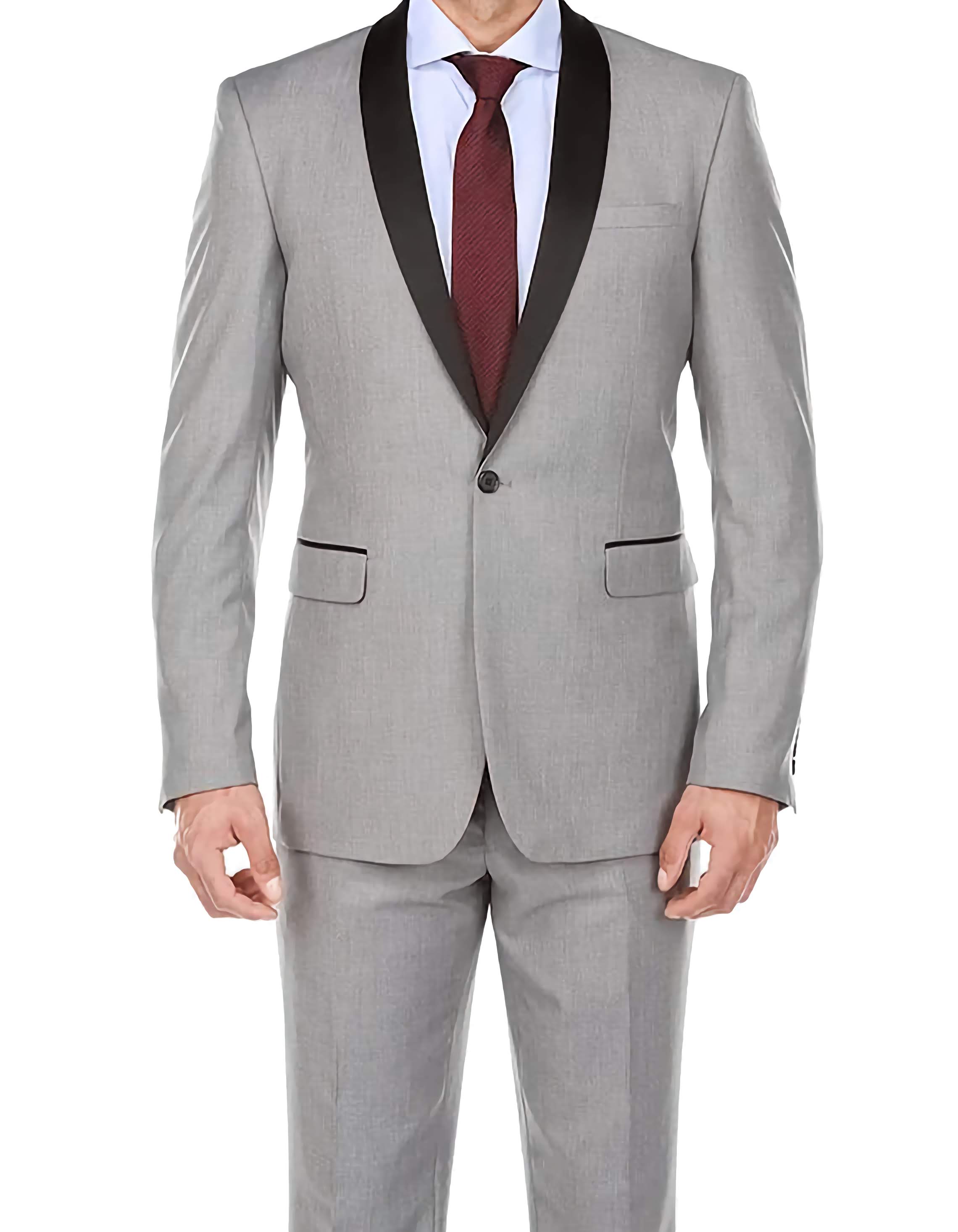 Gray 2 Piece Tuxedo Shawl Lapel Slim Fit