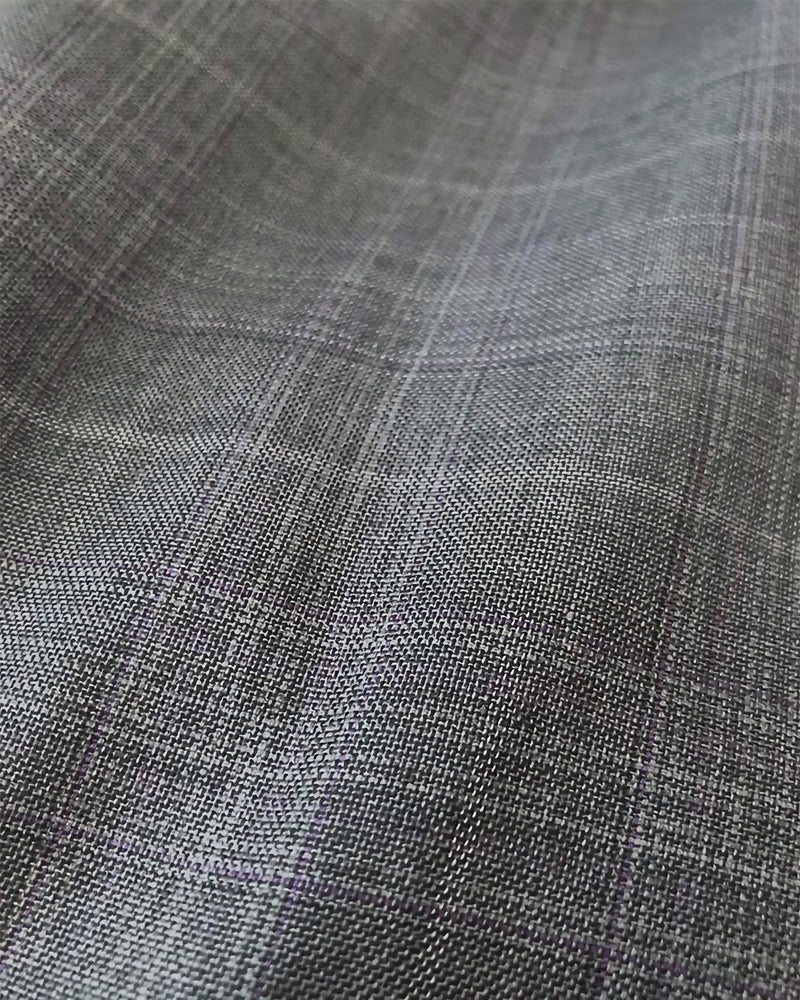 Gray Double Breasted 2 Piece Suit Regular Fit Glen Plaid - Suits99