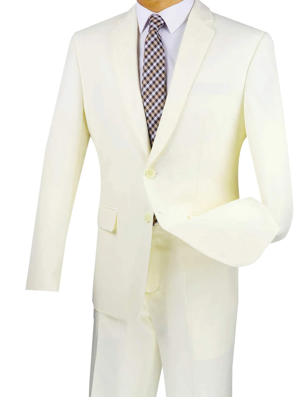Ivory Slim Fit Men's 2 Piece Business Suit 2 Button - Suits99
