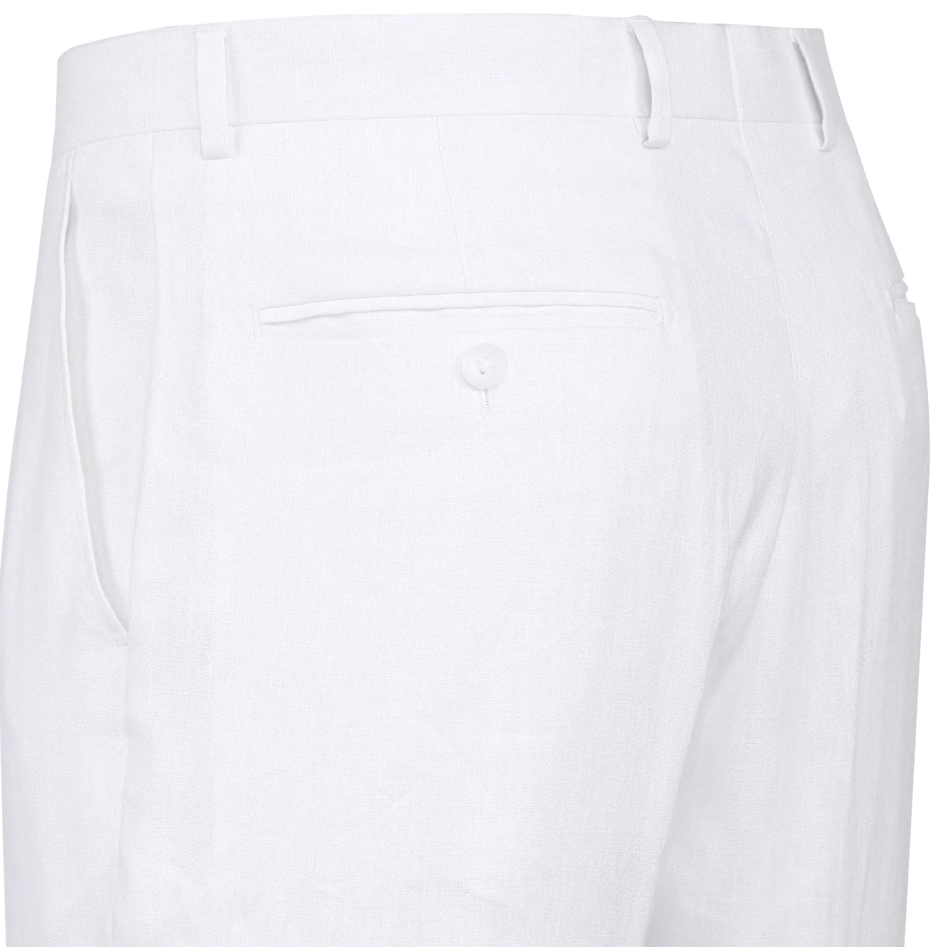 Linen Suit 2 Piece 2 Buttons Regular Fit In White - Suits99