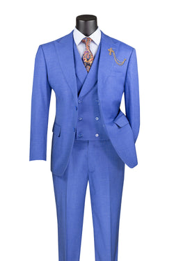 Tessori Collection - Modern Fit Solid Suit 3 Piece in French Blue