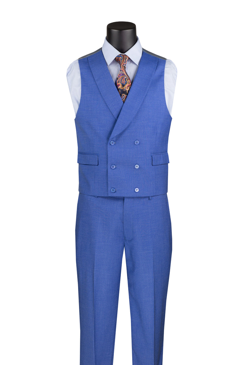Tessori Collection - Modern Fit Solid Suit 3 Piece in French Blue