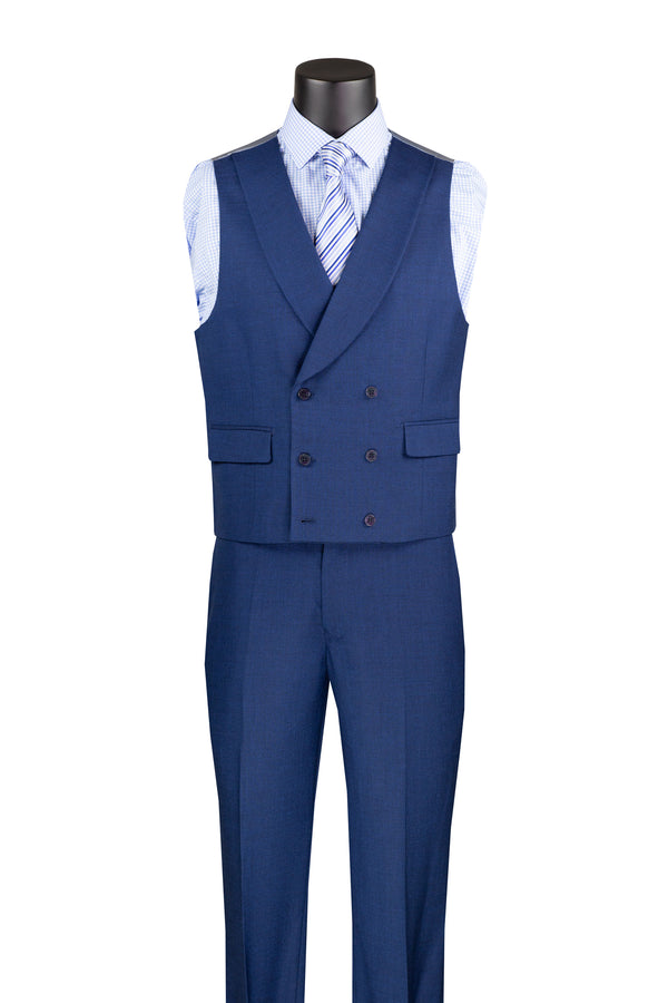 Tessori Collection - Modern Fit Solid Suit 3 Piece in Navy