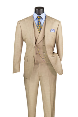 Tessori Collection - Modern Fit Solid Suit 3 Piece in Taupe