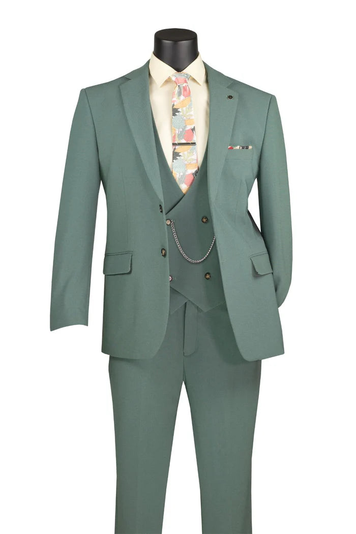 Harrison Collection Modern Fit Suit 3 Piece in Sage