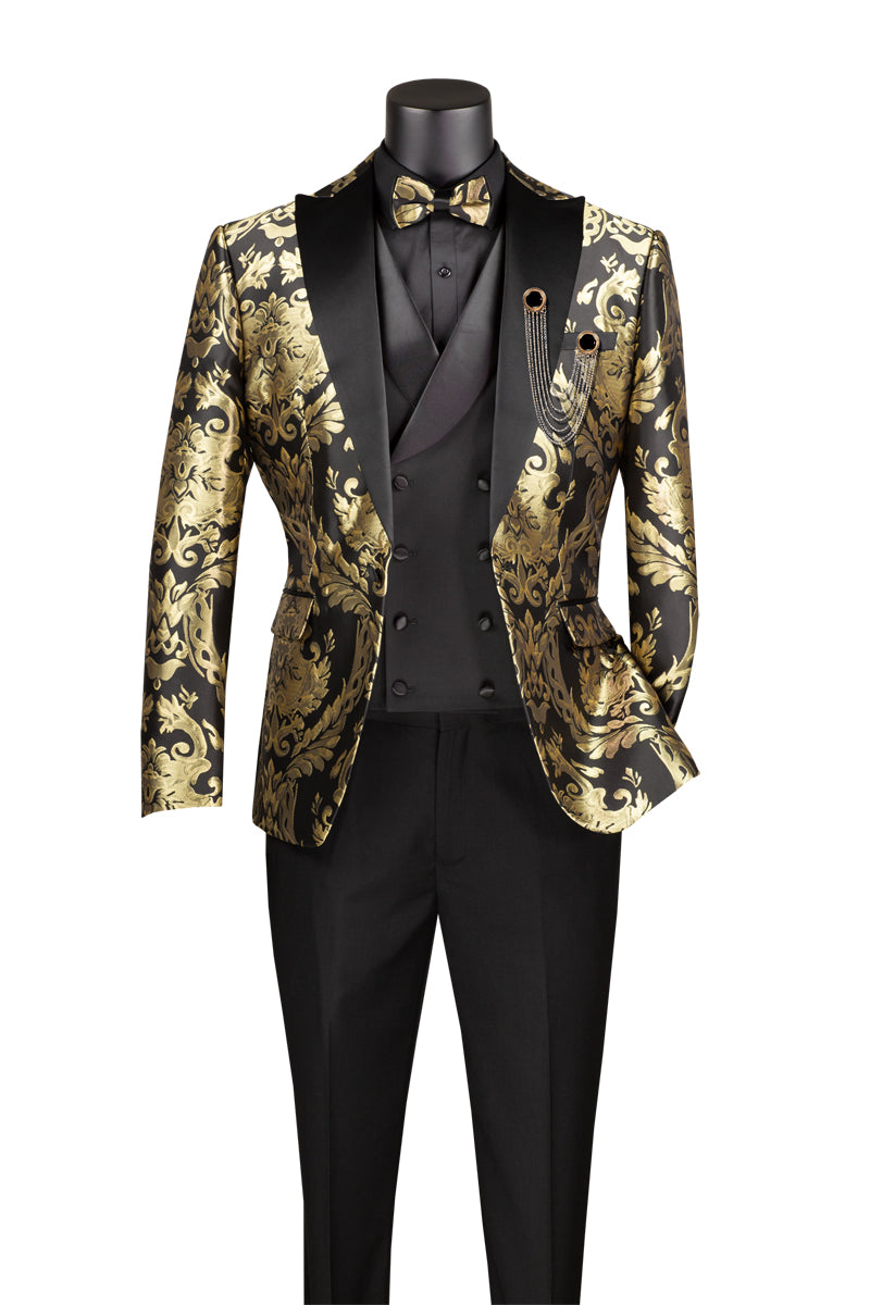 Modern Fit 3 pcs Suits for Men with Matching Bow Tie in Black - Suits99