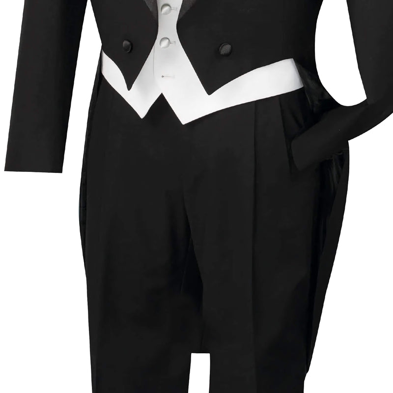 Men's Tuxedo Regular Fit Collection With Tails 3 Piece In Black - Suits99