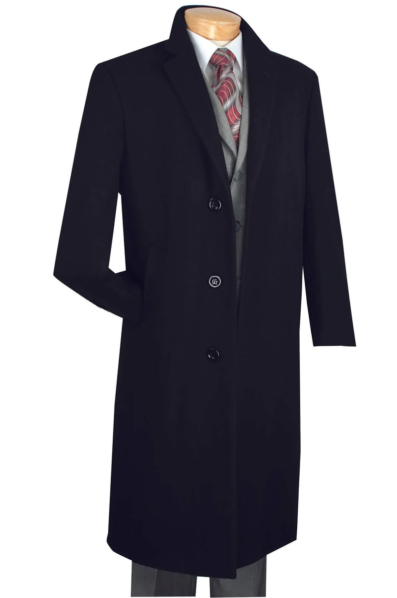 Milano Collection - Winter Fall Essentials Men's Dress Top Coat 48" Long in Black