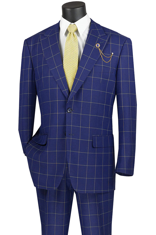 Nepa Collection - Regular Fit Windowpane Suit 2 Piece in Navy