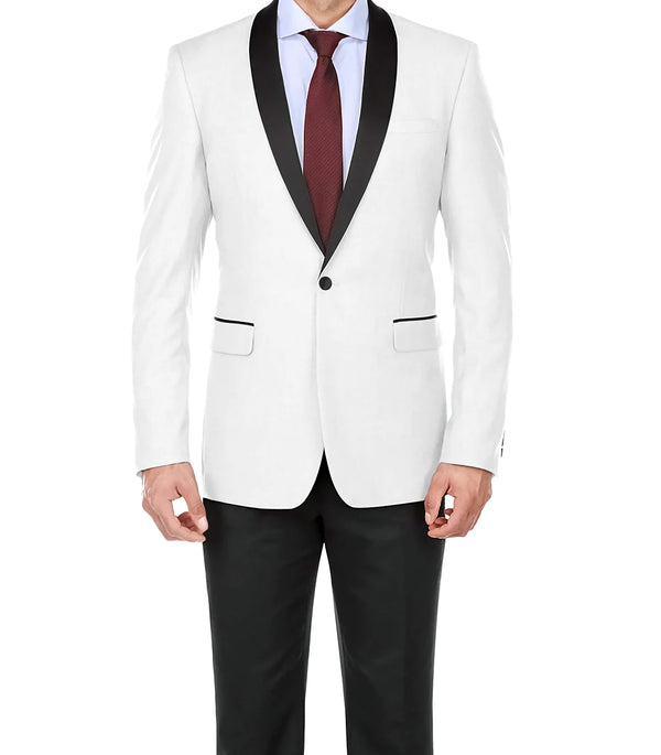 Off White 2 Piece Tuxedo Shawl Lapel Slim Fit - Suits99