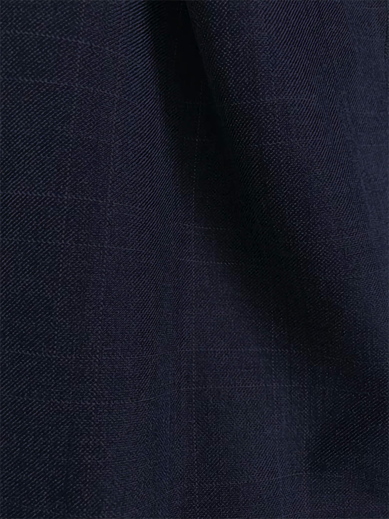 Olympic Collection - Glen Plaid Regular Fit Suit 3 Piece Navy Blue - Suits99