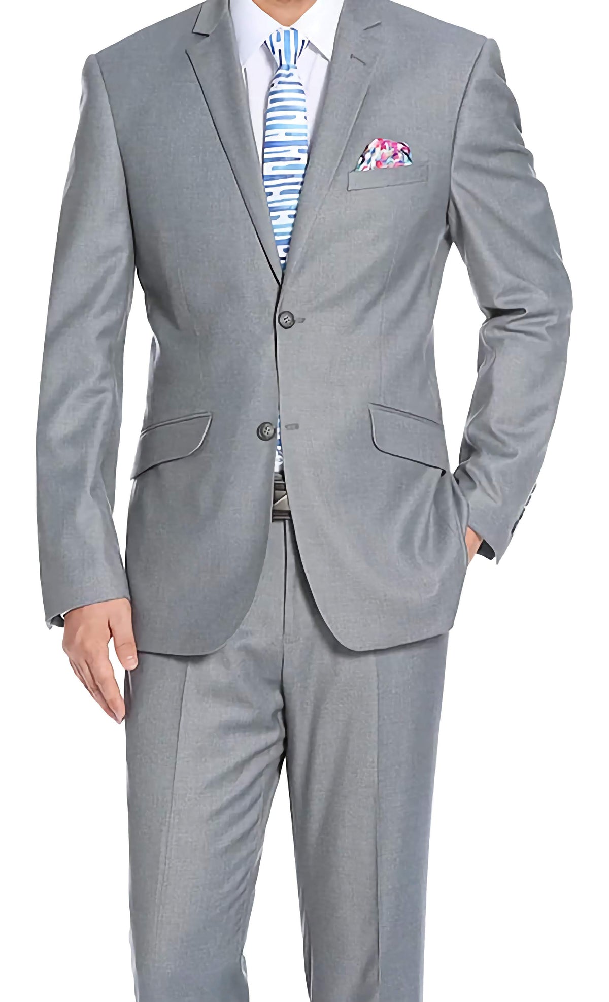 Performance Stretch Suit 2 Piece Slim Fit in Gray - Suits99
