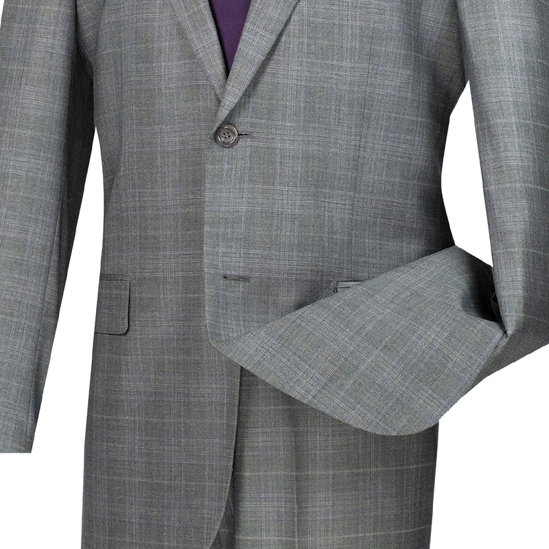 Pommy Collection - Men's Glen Plaid Dress Suit 2 Piece Regular Fit in Gray - Suits99