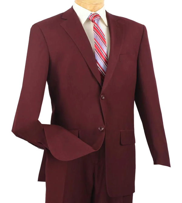 Regular Fit 2 Piece 2 Button Textured Weave Burgundy