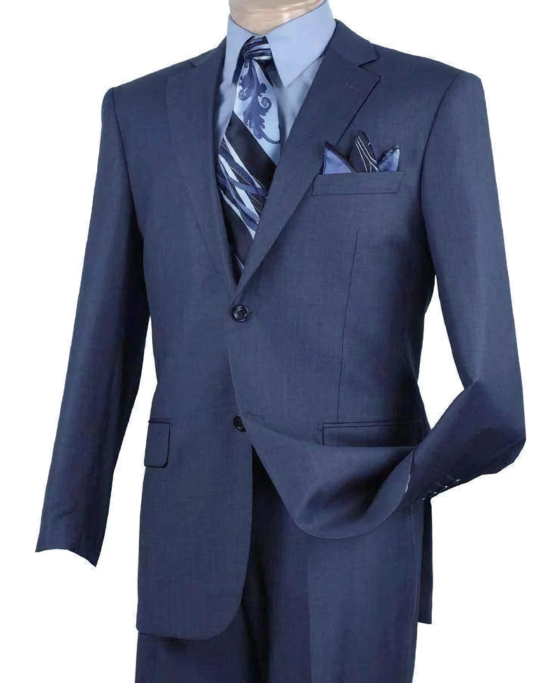 Regular Fit 2 Piece 2 Button Textured Weave In Blue