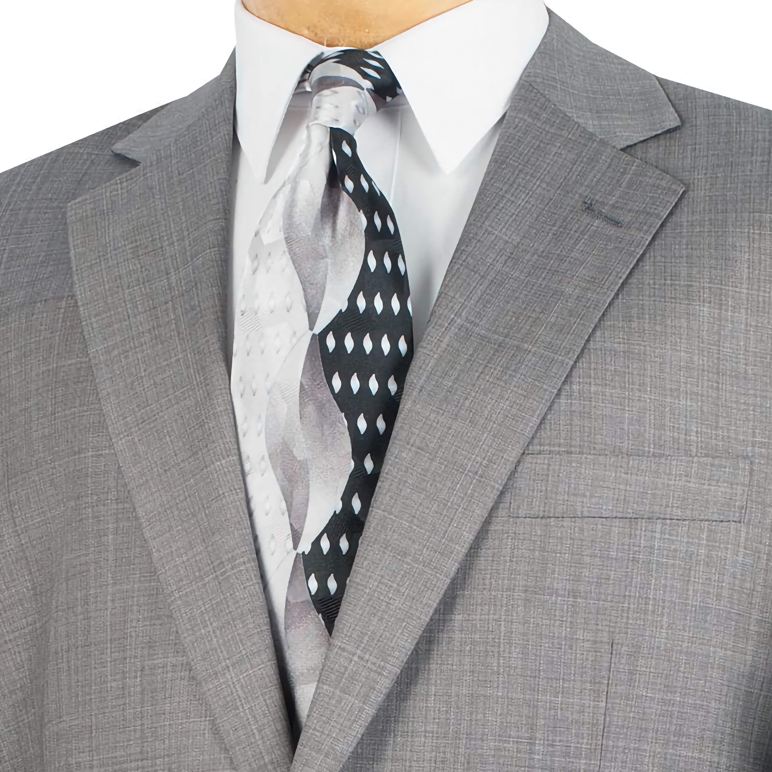 Regular Fit 2 Piece 2 Button Textured Weave In Gray