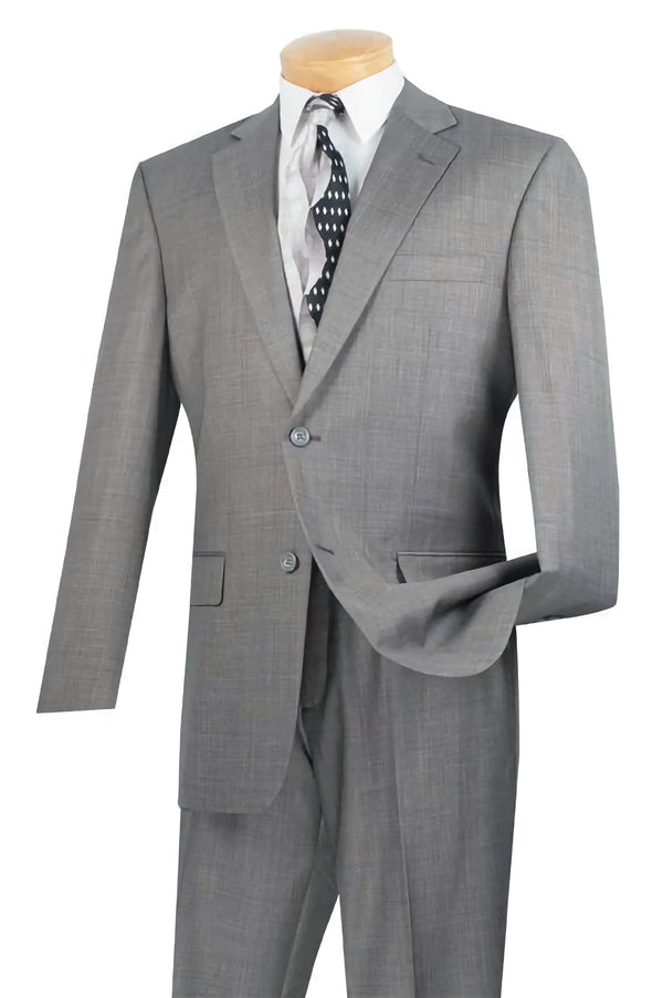 Regular Fit 2 Piece 2 Button Textured Weave In Gray
