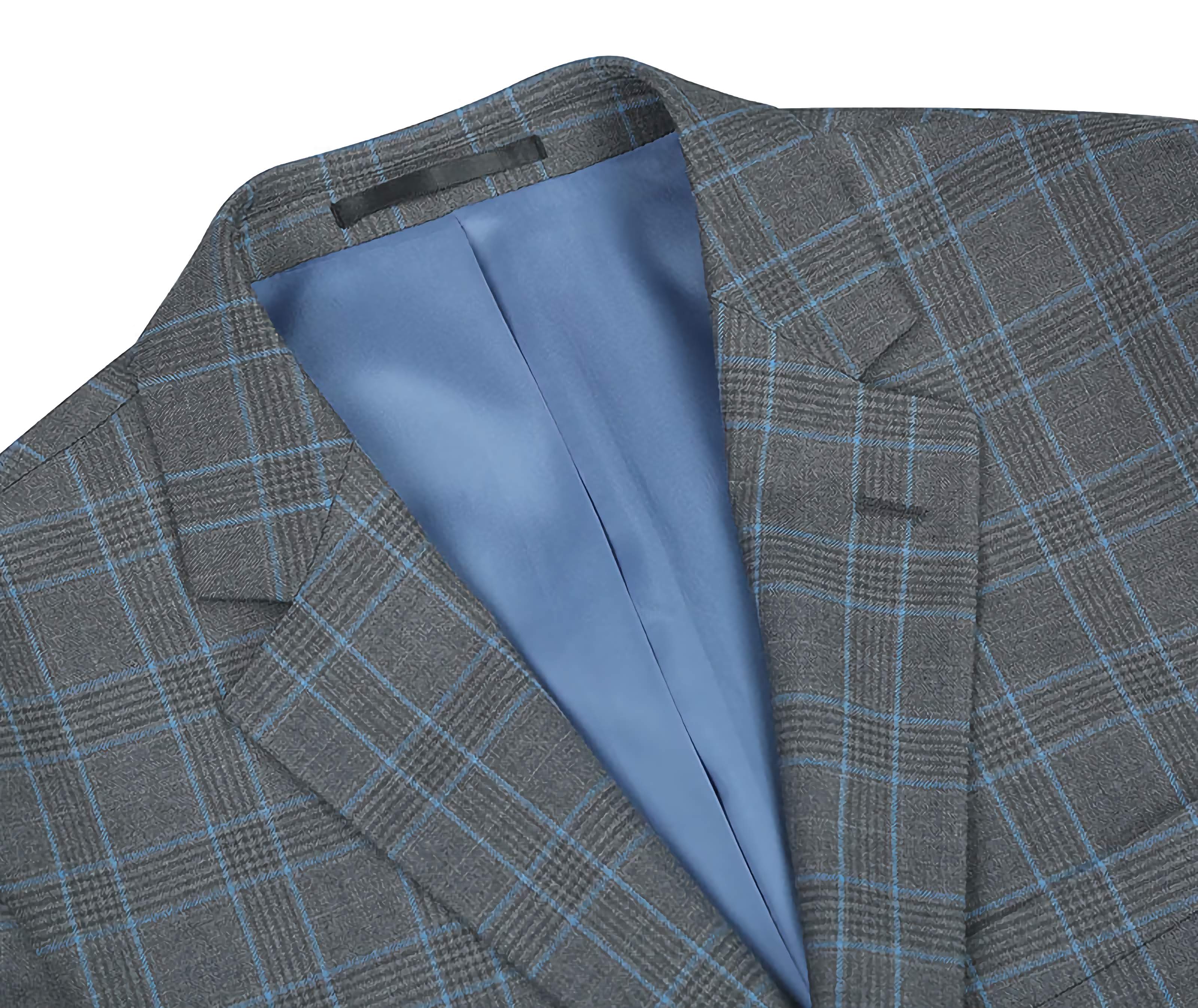 Regular Fit 2 Piece Dress Suit Windowpane in Light Gray - Suits99