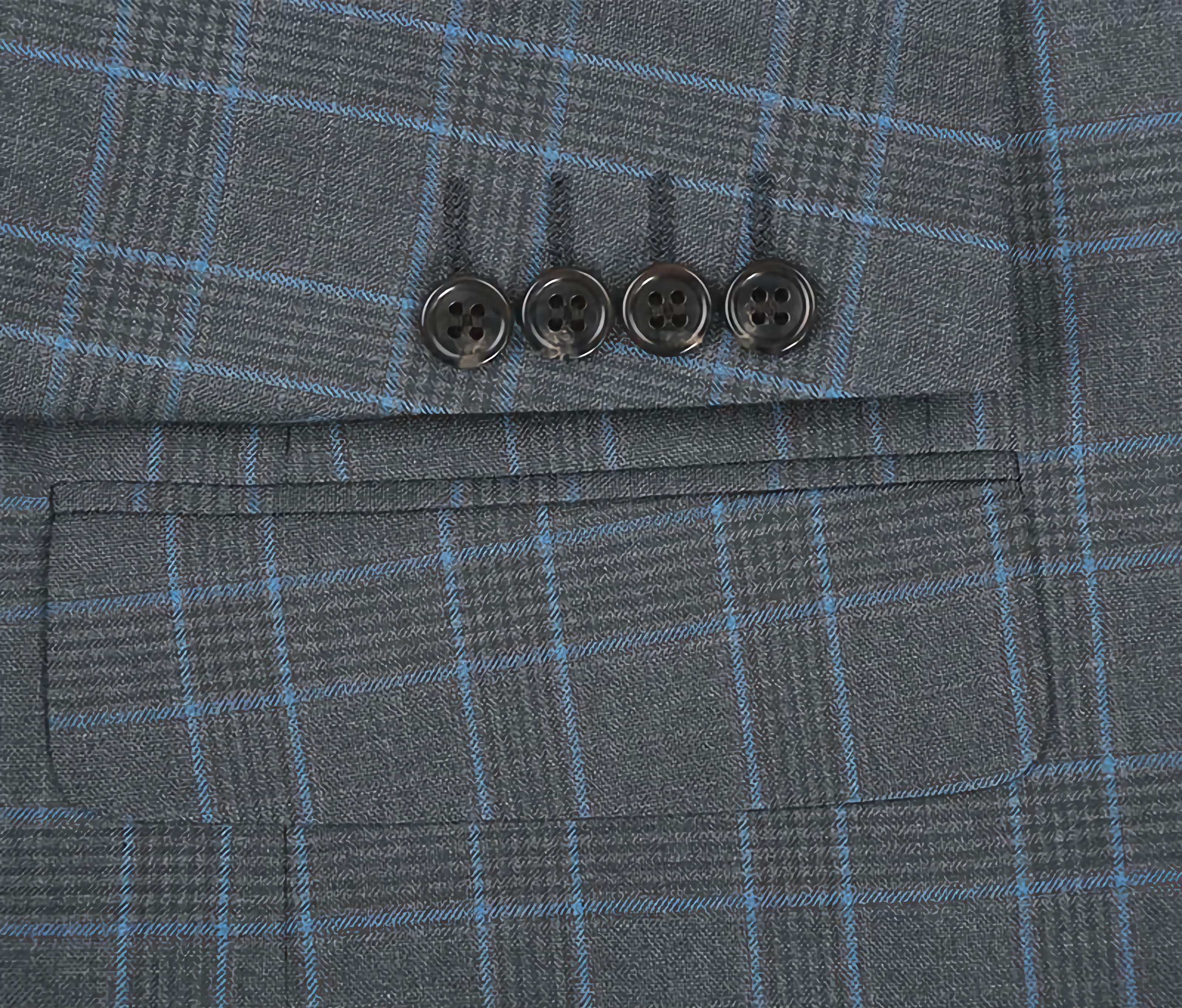 Regular Fit 2 Piece Dress Suit Windowpane in Light Gray - Suits99