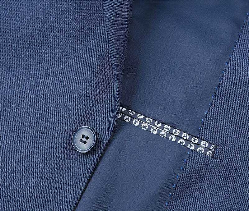 Regular Fit 2 Piece Notch Lapel 2 Button Suit In Blue - Suits99