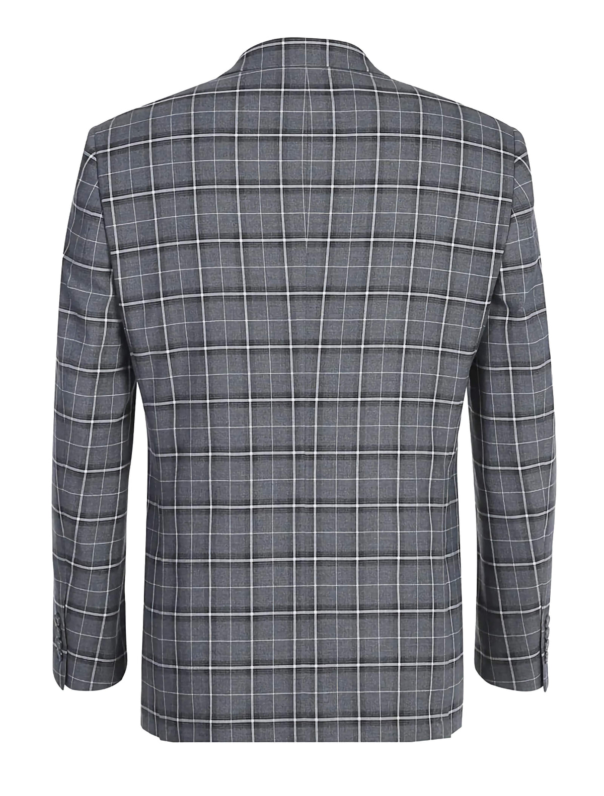 Regular Fit 2 Piece Notch Lapel Suit Gray Check Pattern - Suits99