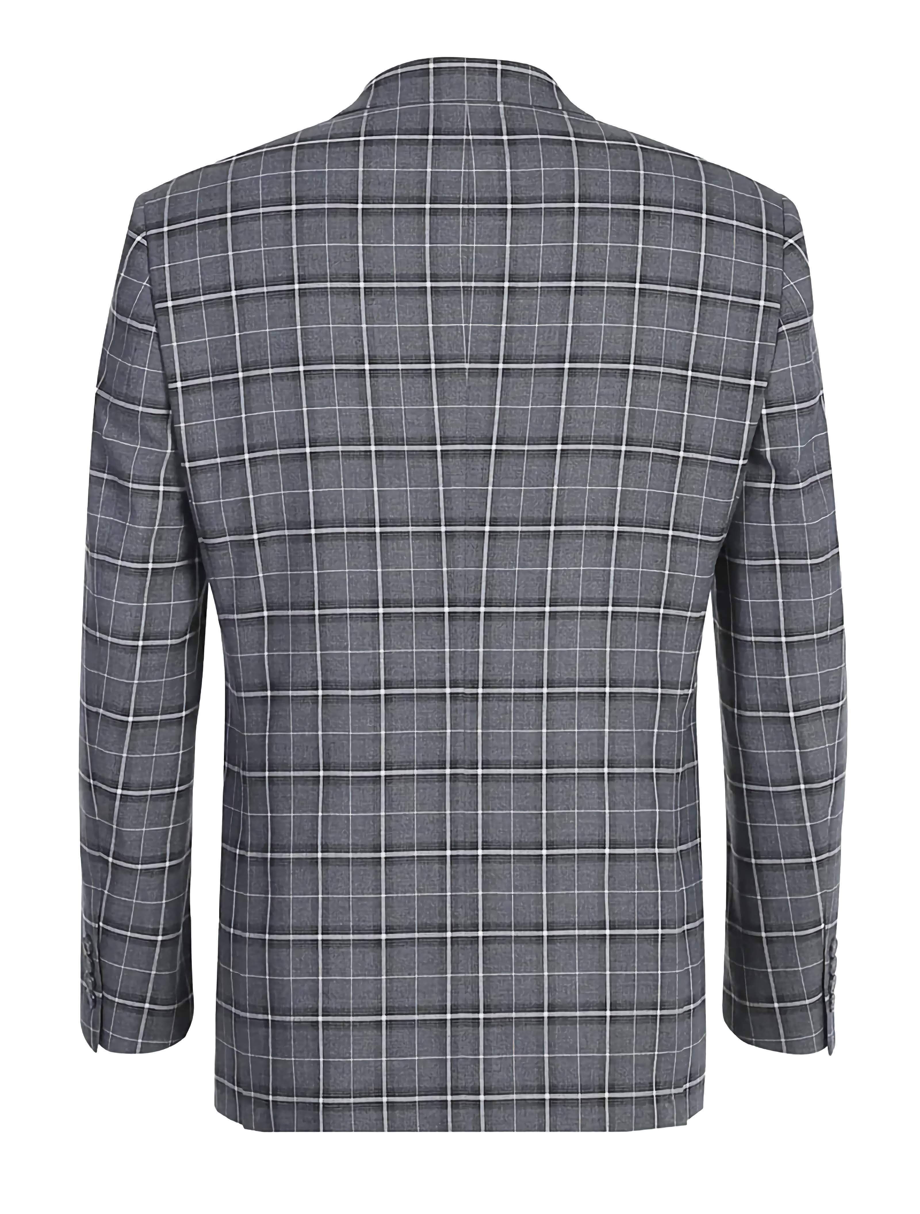 Regular Fit 2 Piece Notch Lapel Suit Gray Check Pattern - Suits99