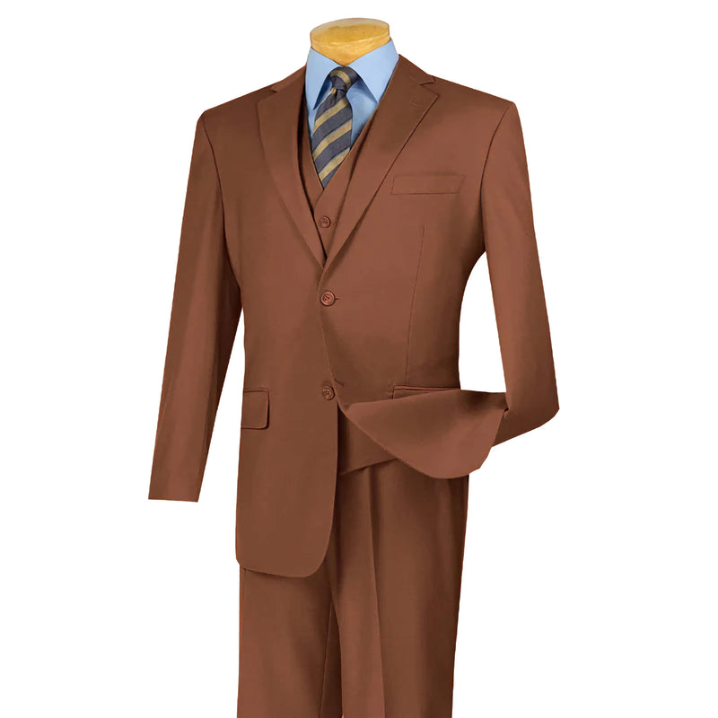 Regular Fit 3 Piece Suit 2 Button Cognac - Suits99