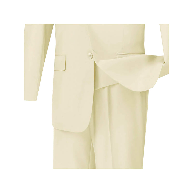 Regular Fit 3 Piece Suit 2 Button Ivory - Suits99