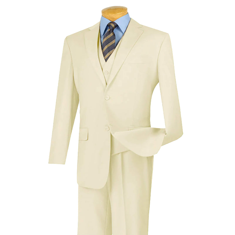 Regular Fit 3 Piece Suit 2 Button Ivory