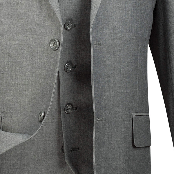 Regular Fit 3 Piece Suit 2 Button Medium Gray