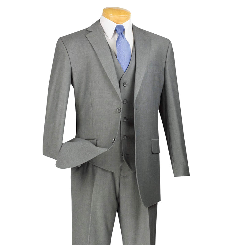 Regular Fit 3 Piece Suit 2 Button Medium Gray